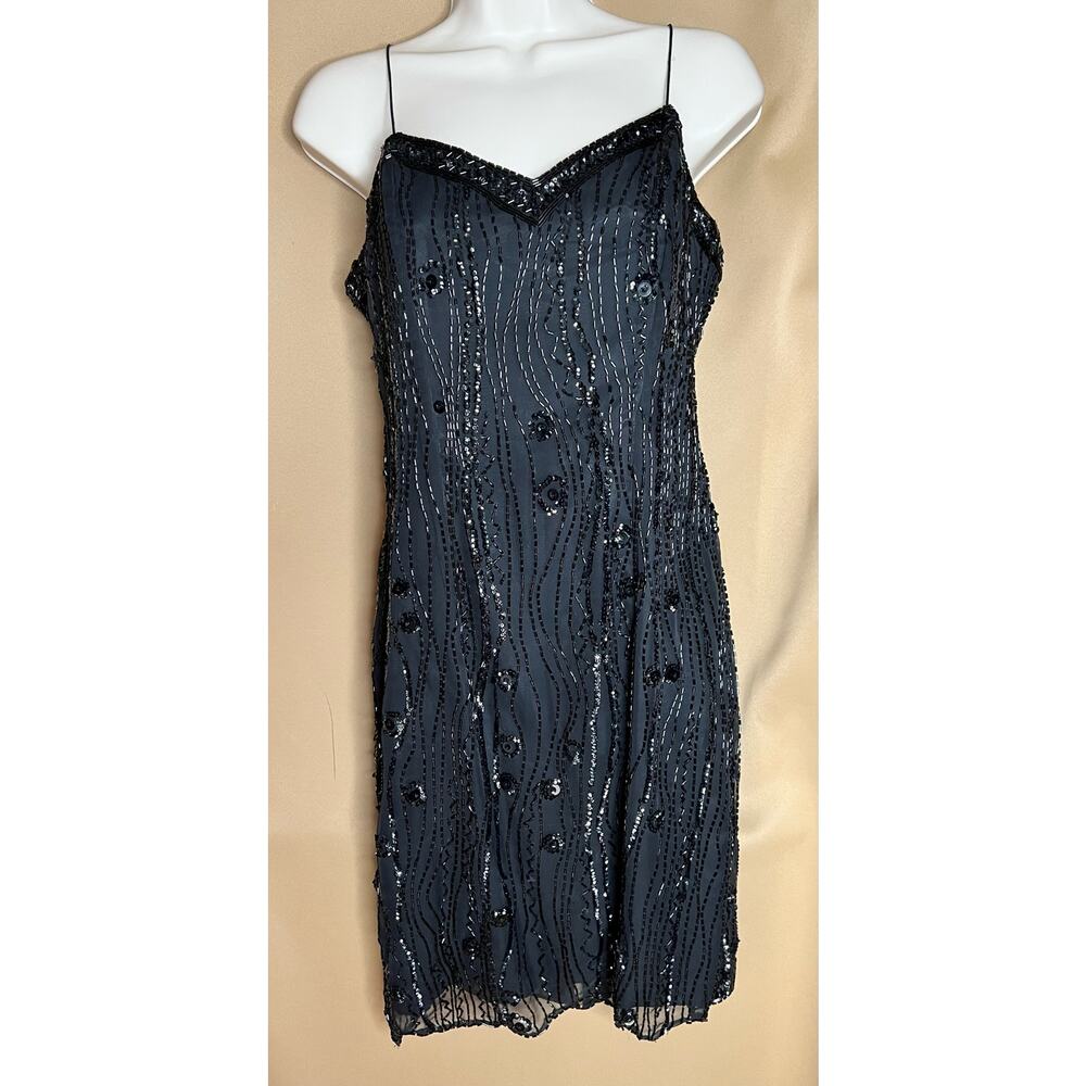 Nadine Boutique Black Beaded Sheath Dress and Jacket 5/6 Vintage - Picture 2 of 9